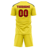 Custom Light Yellow Red Soccer Set