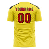 Custom Light Yellow Red Soccer Jersey
