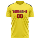 Custom Light Yellow Red Soccer Jersey