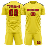 Custom Light Yellow Red Soccer Set