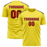 Custom Light Yellow Red Soccer Jersey