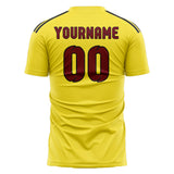 Custom Light Yellow Crimson Red Soccer Jersey