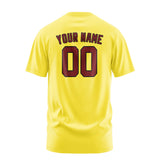 Custom Light Yellow Crimson Red T-Shirt