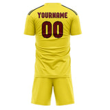 Custom Light Yellow Crimson Red Soccer Set