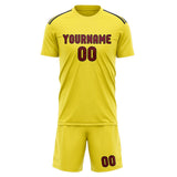 Custom Light Yellow Crimson Red Soccer Set