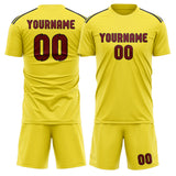 Custom Light Yellow Crimson Red Soccer Set