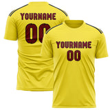 Custom Light Yellow Crimson Red Soccer Jersey