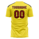 Custom Light Yellow Coral Red Soccer Jersey
