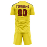 Custom Light Yellow Coral Red Soccer Set