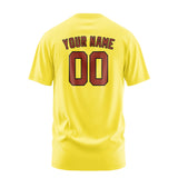 Custom Light Yellow Coral Red T-Shirt