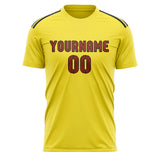 Custom Light Yellow Coral Red Soccer Jersey