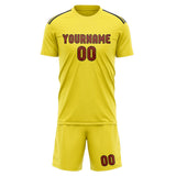 Custom Light Yellow Coral Red Soccer Set