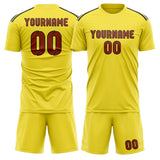 Custom Light Yellow Coral Red Soccer Set