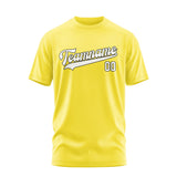 Custom Light Yellow White T-Shirt