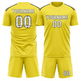 Custom Light Yellow White Soccer Set