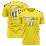 Custom Light Yellow White Soccer Jersey