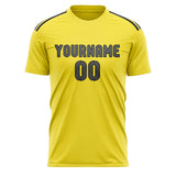 Custom Light Yellow Dark Grey Soccer Jersey