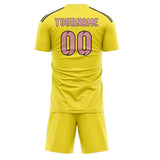 Custom Light Yellow Light Pink Soccer Set