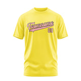 Custom Light Yellow Light Pink T-Shirt