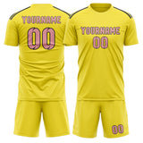 Custom Light Yellow Light Pink Soccer Set