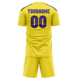 Custom Light Yellow Light Purple Soccer Set