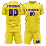 Custom Light Yellow Light Purple Soccer Set