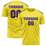 Custom Light Yellow Light Purple Soccer Jersey