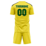 Custom Light Yellow Emerald Green Soccer Set