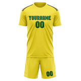Custom Light Yellow Emerald Green Soccer Set