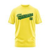 Custom Light Yellow Emerald Green T-Shirt