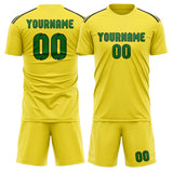 Custom Light Yellow Emerald Green Soccer Set