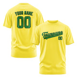 Custom Light Yellow Emerald Green T-Shirt