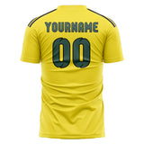Custom Light Yellow Blue Green Soccer Jersey