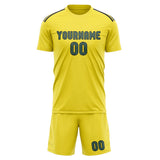 Custom Light Yellow Blue Green Soccer Set