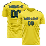 Custom Light Yellow Blue Green Soccer Jersey