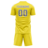 Custom Light Yellow Gray Soccer Set