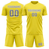 Custom Light Yellow Gray Soccer Set