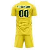 Custom Light Yellow Green Soccer Set