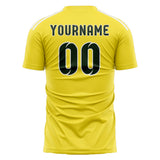 Custom Light Yellow Dark Green Soccer Jersey