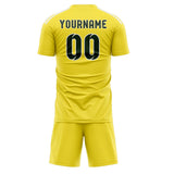 Custom Light Yellow Dark Green Soccer Set