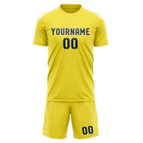 Custom Light Yellow Dark Green Soccer Set