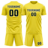 Custom Light Yellow Dark Green Soccer Set