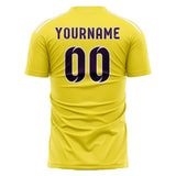 Custom Light Yellow Purple Soccer Jersey