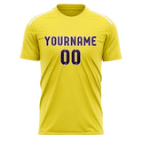 Custom Light Yellow Purple Soccer Jersey