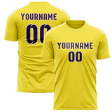 Custom Light Yellow Purple Soccer Jersey