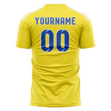 Custom Light Yellow Sky Blue Soccer Jersey