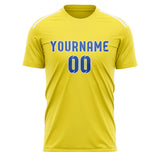 Custom Light Yellow Sky Blue Soccer Jersey