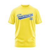 Custom Light Yellow Sky Blue T-Shirt