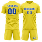 Custom Light Yellow Sky Blue Soccer Set