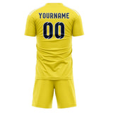 Custom Light Yellow Blue Soccer Set